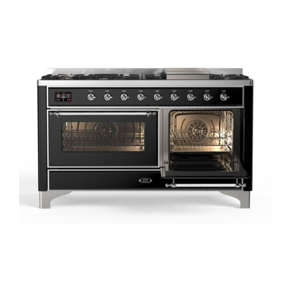 ILVE_UM15FDNS3BKC_Majestic_II_60"_Dual_Fuel_Range_side-oven-door-opened