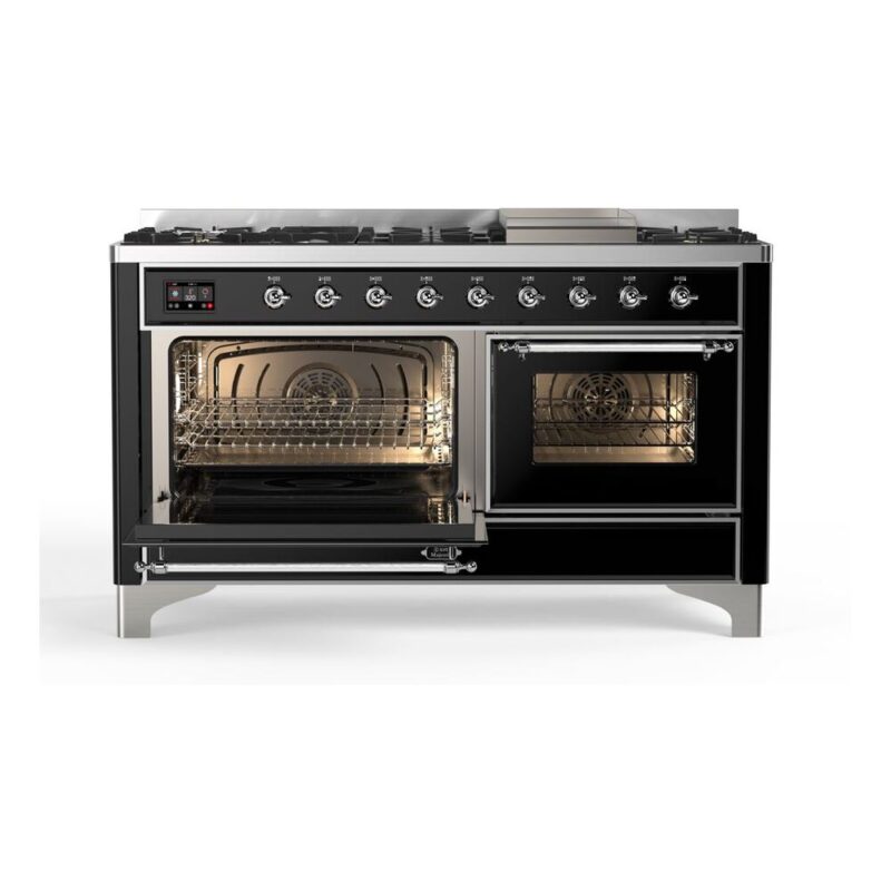 ILVE_UM15FDNS3BKC_Majestic_II_60"_Dual_Fuel_Range_main-oven-door-opened