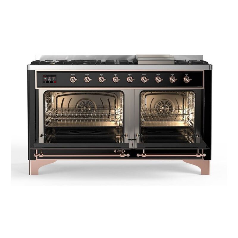 ILVE_UM15FDNS3BKPLP_Majestic_II_60"_Dual_Fuel_Range_oven-doors-opened