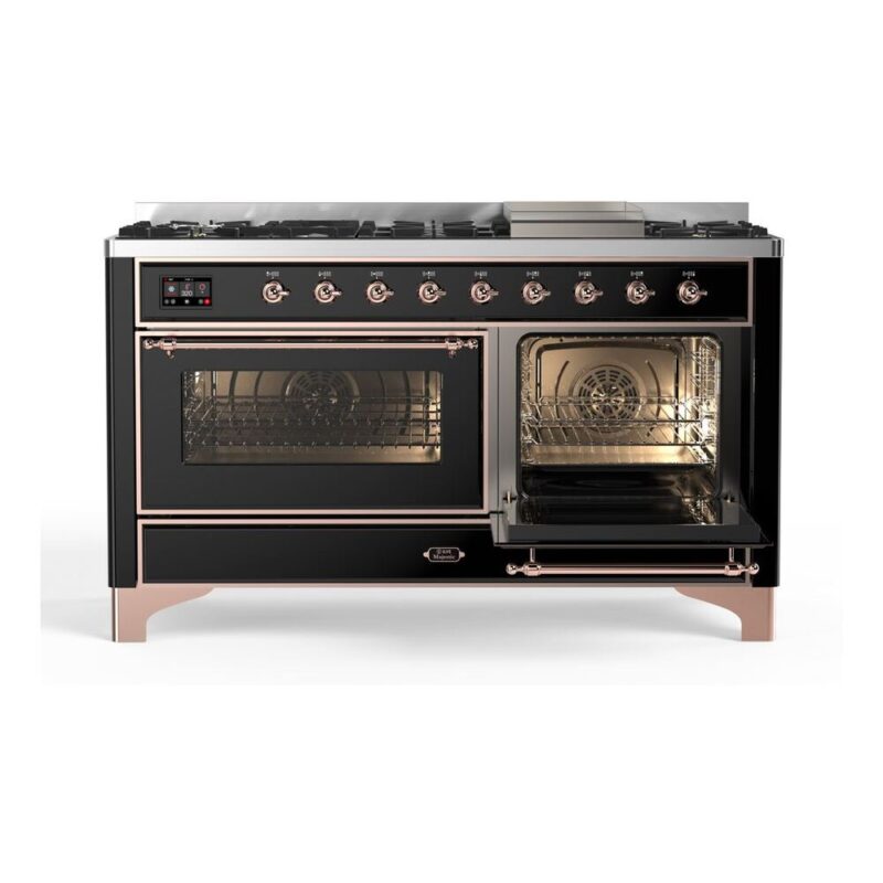 ILVE_UM15FDNS3BKPLP_Majestic_II_60"_Dual_Fuel_Range_side-oven-opened