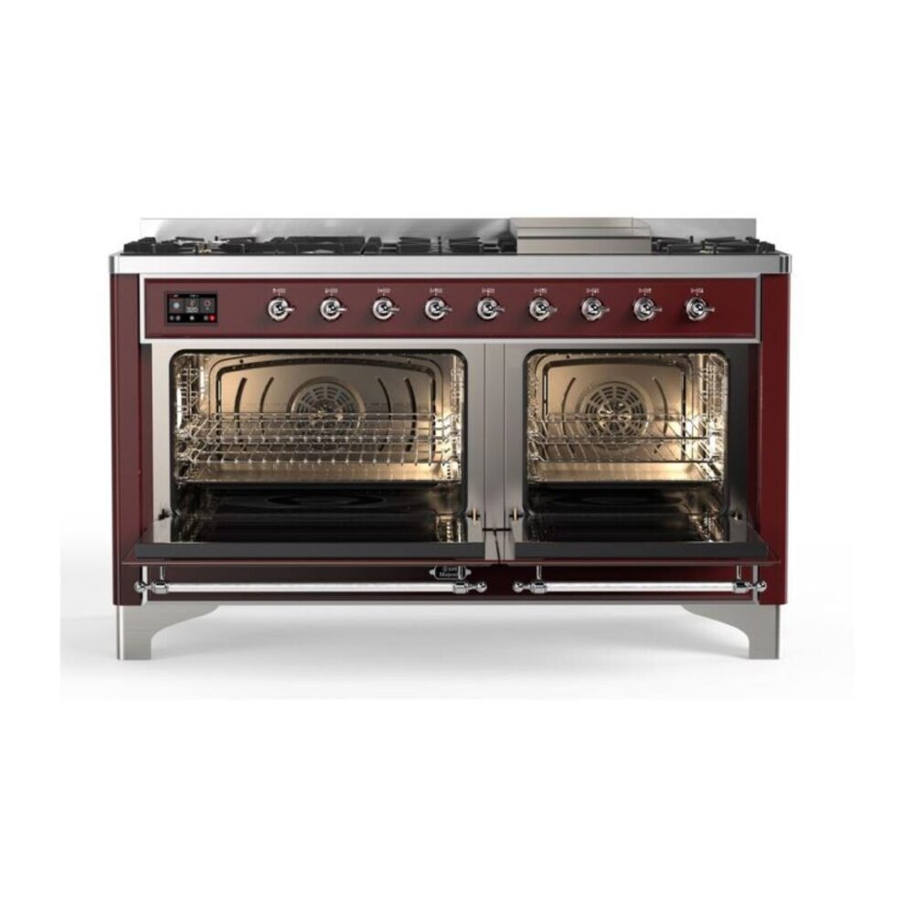 ILVE_UM15FDNS3BUC_Majestic_II_60"_Dual_Fuel_Range_oven-doors-opened