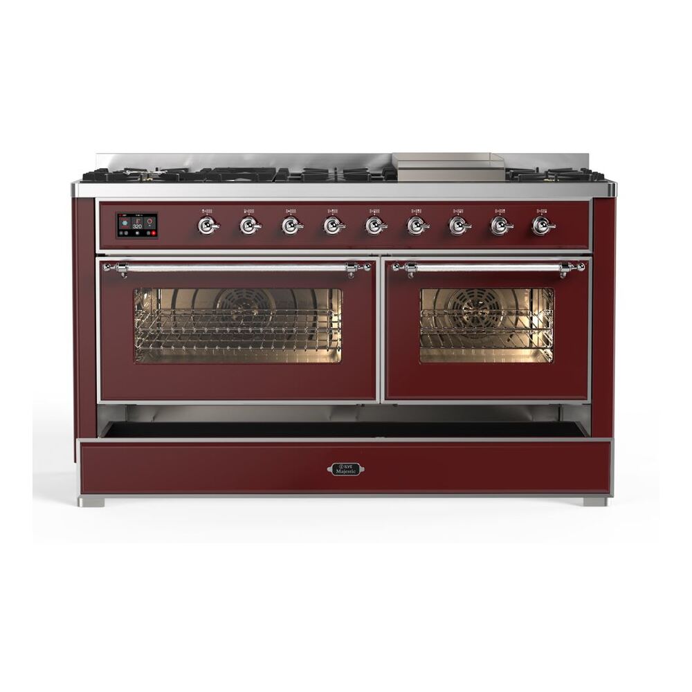 ILVE UM15F Majestic II 60 inch Dual Fuel Range with 9 Burners, Griddle