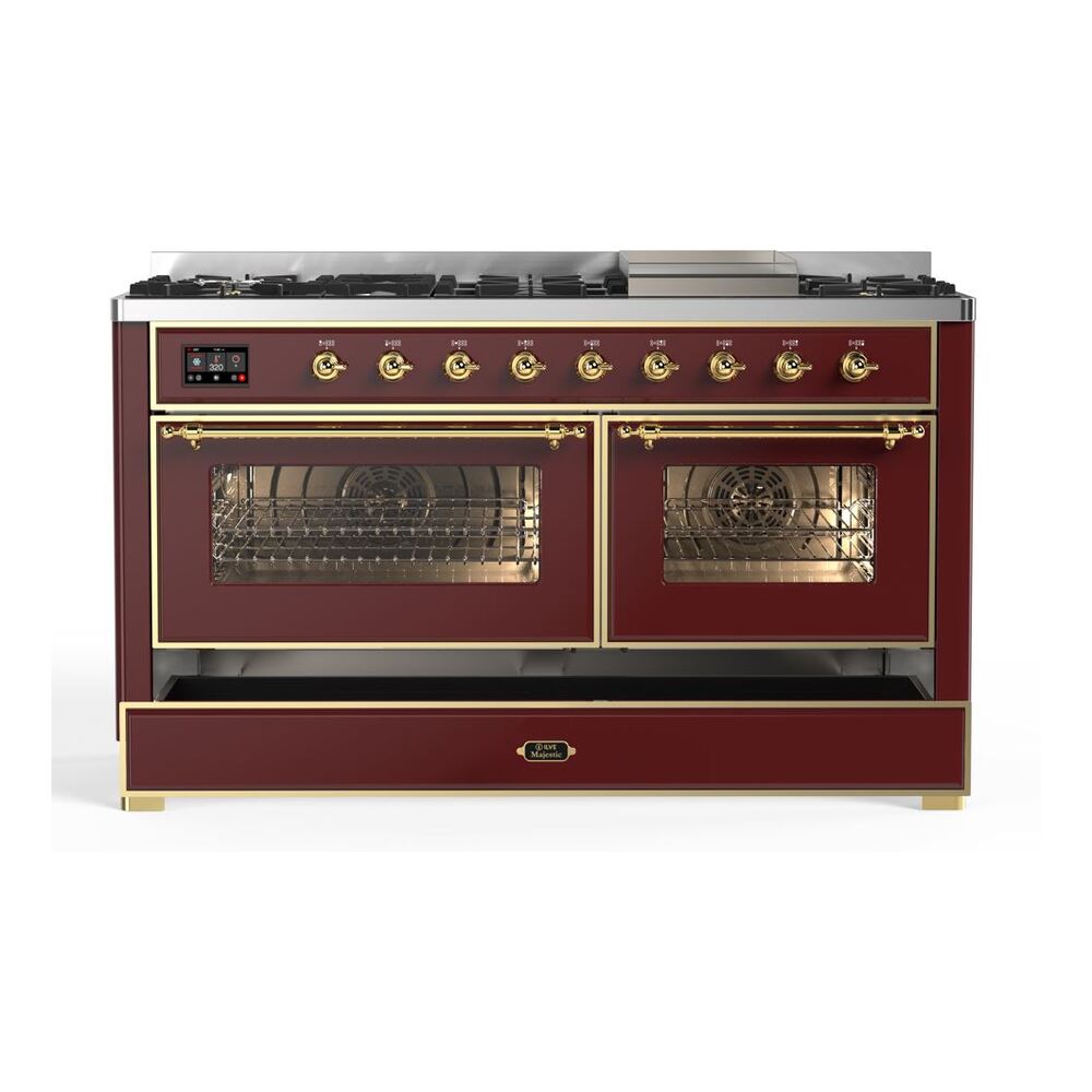 ILVE UM15F Majestic II 60 inch Dual Fuel Range with 9 Burners, Griddle