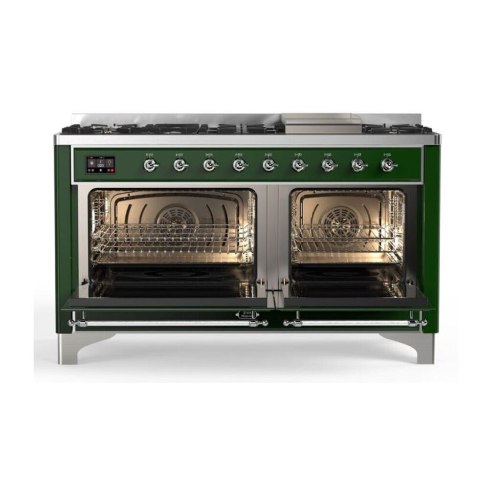 ILVE_UM15FDNS3EGCLP_Majestic_II_60"_Dual_Fuel_Range_oven-doors-opened