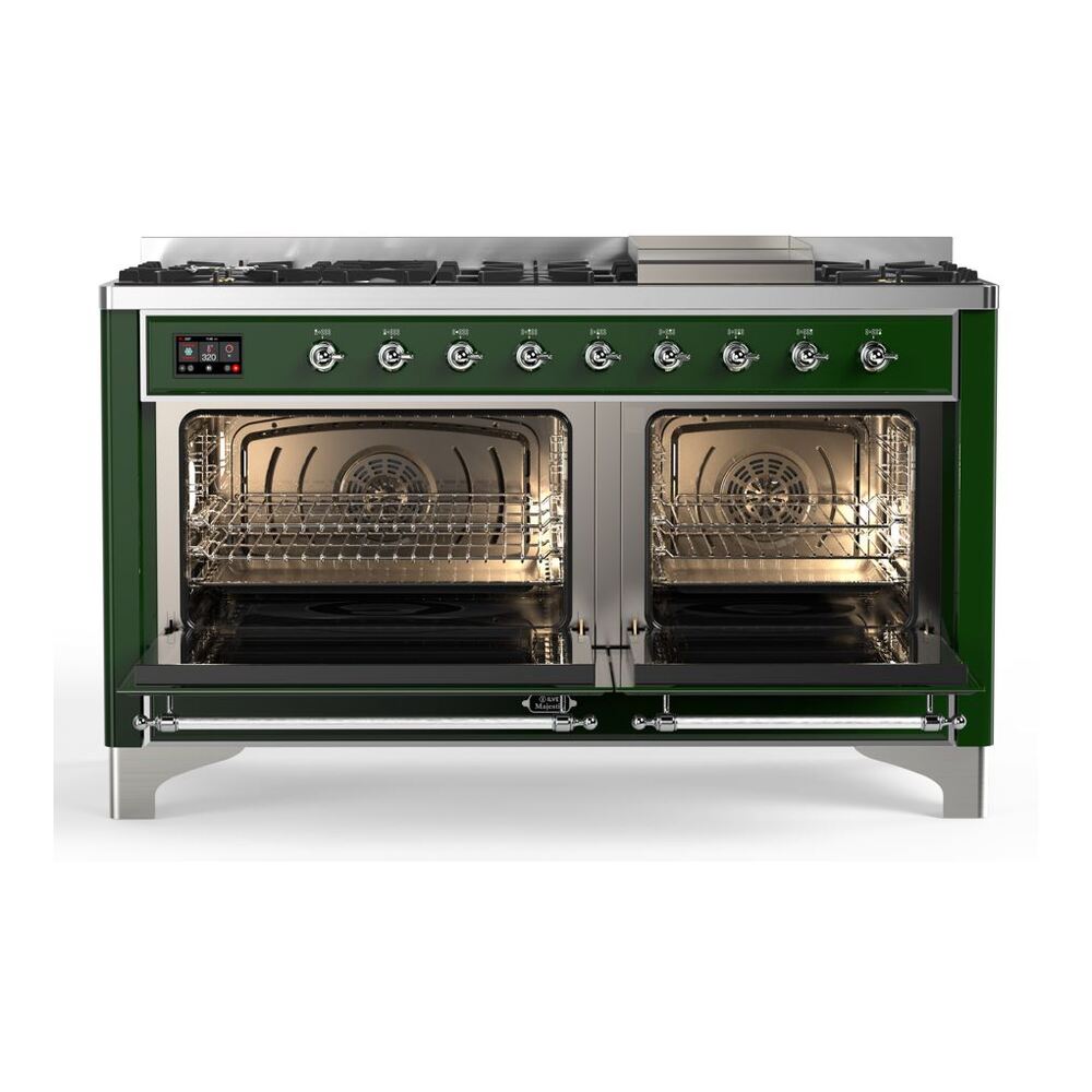 ILVE_UM15FDNS3EGCLP_Majestic_II_60"_Dual_Fuel_Range_oven-doors-opened