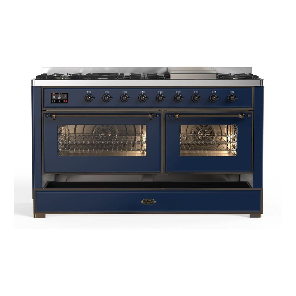 ILVE UM15F Majestic II 60 inch Dual Fuel Range with 9 Burners, Griddle