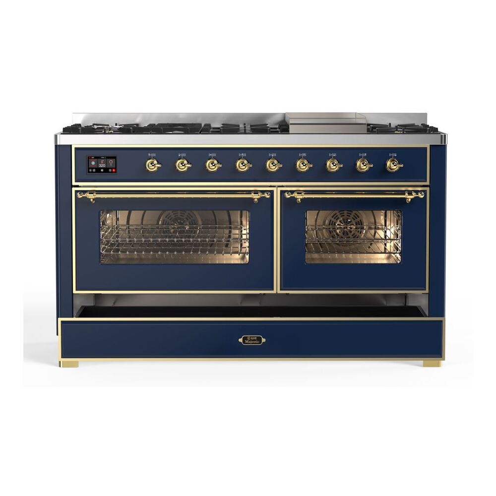 ILVE UM15F Majestic II 60 inch Dual Fuel Range with 9 Burners, Griddle