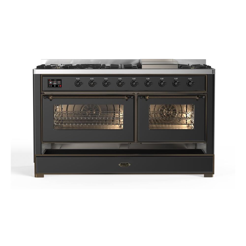 ILVE UM15F Majestic II 60 inch Dual Fuel Range with 9 Burners, Griddle