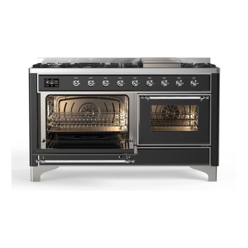 ILVE_UM15FDNS3MGCLP_Majestic_II_60"_Dual_Fuel_Range_side-oven-opened