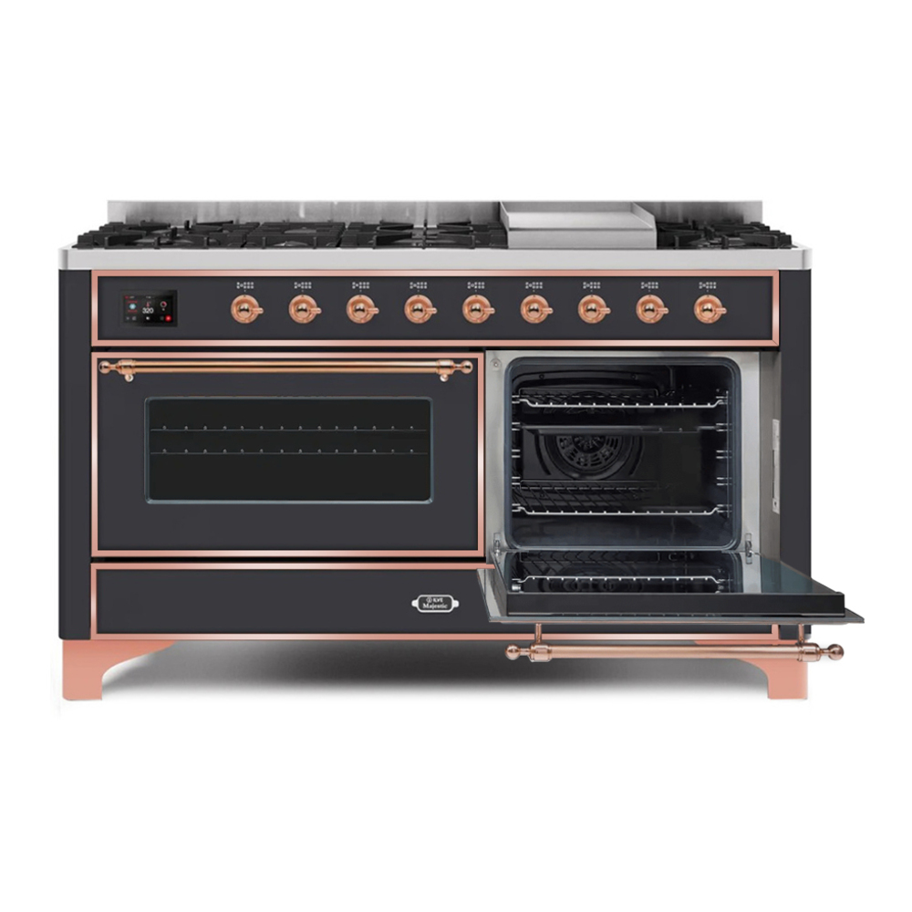 ILVE_UM15FDNS3MGPLP_Majestic_II_60"_Dual_Fuel_Range_side-oven-door-opened