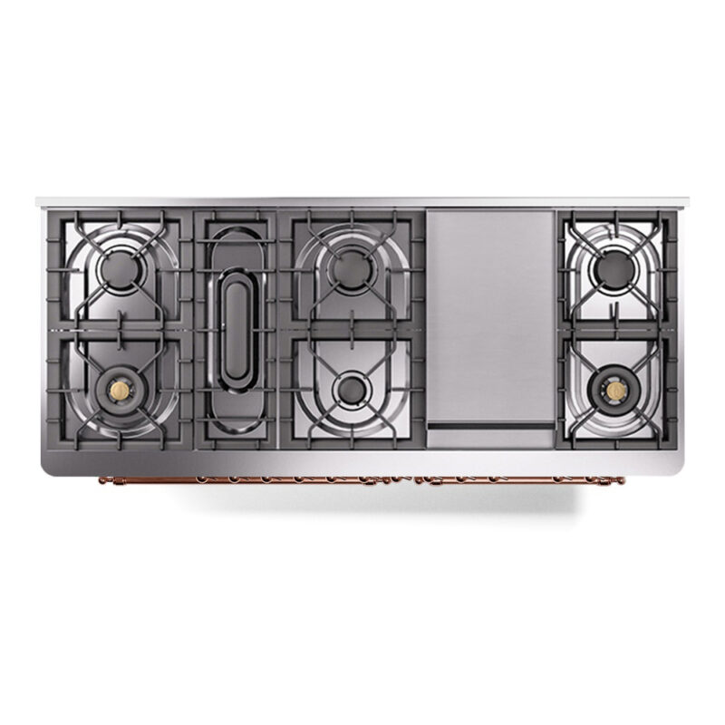 ILVE_UM15FDNS3RAPLP_Majestic_II_60"_Dual_Fuel_Range_Top_Angle