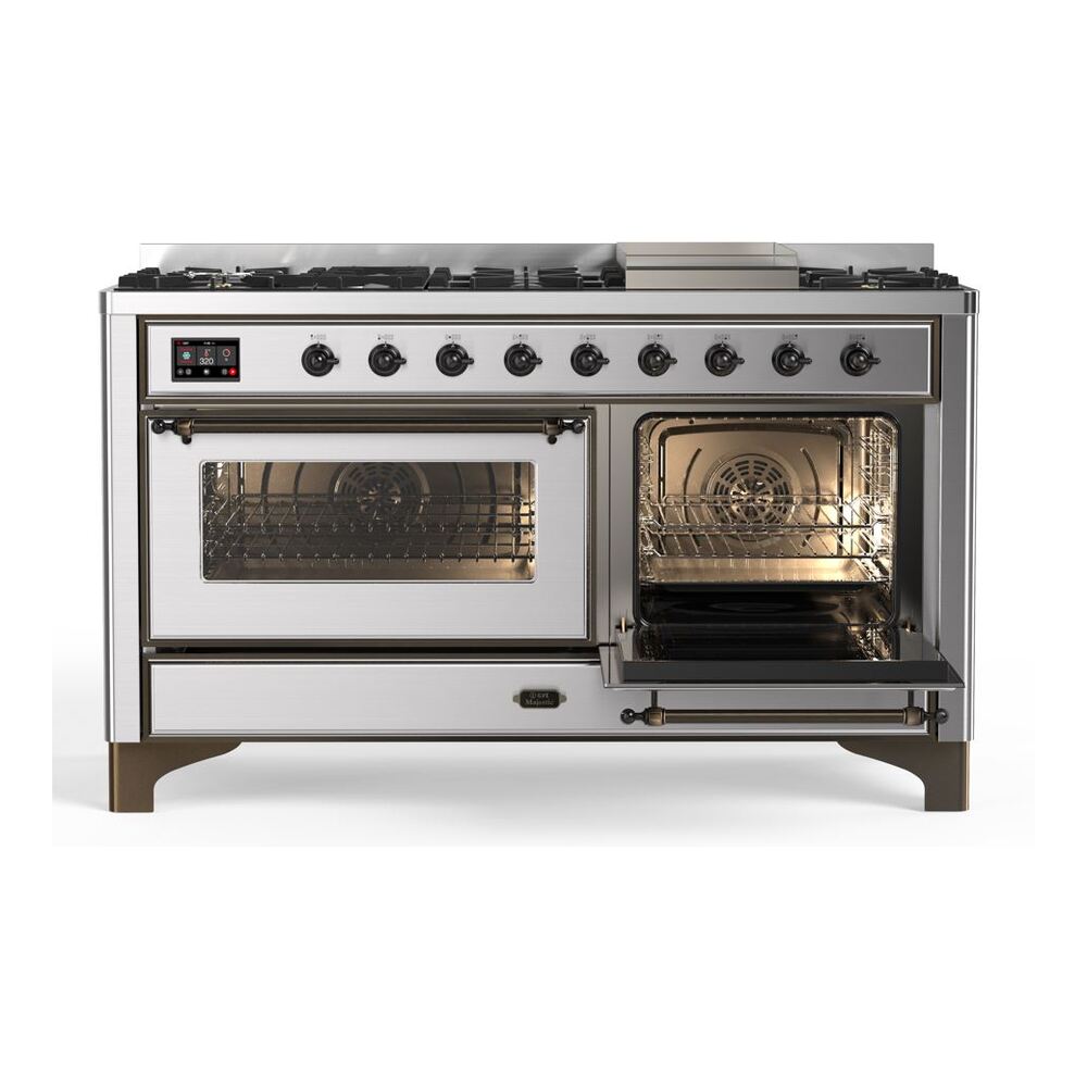 ILVE_UM15FDNS3SSB_Majestic_II_60"_Dual_Fuel_Range_Right_Angle