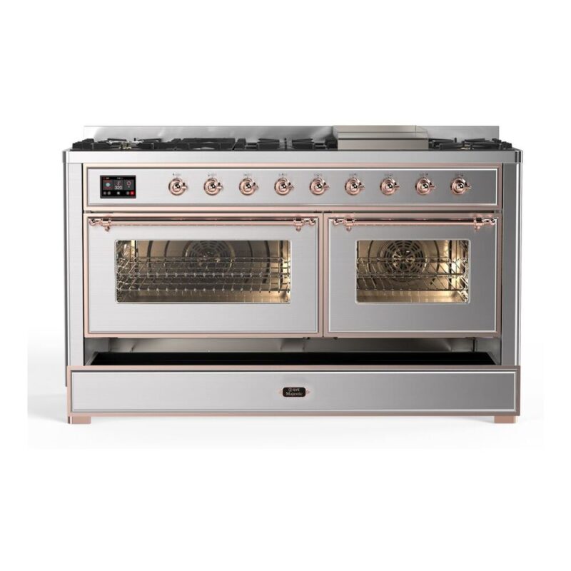 ILVE_UM15FDNS3SSPLP_Majestic_II_60"_Dual_Fuel_Range_drawer-opened
