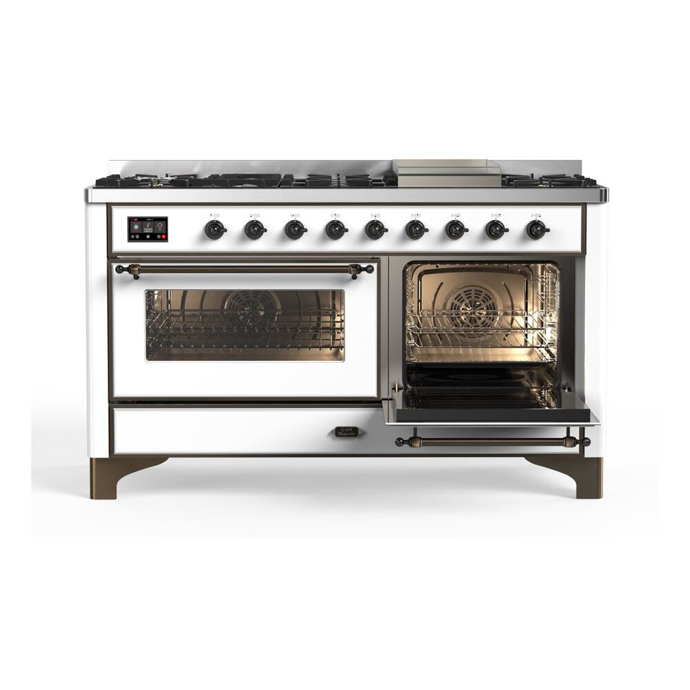 ILVE_UM15FDNS3WHBLP_Majestic_II_60"_Dual_Fuel_Range_Right_Angle