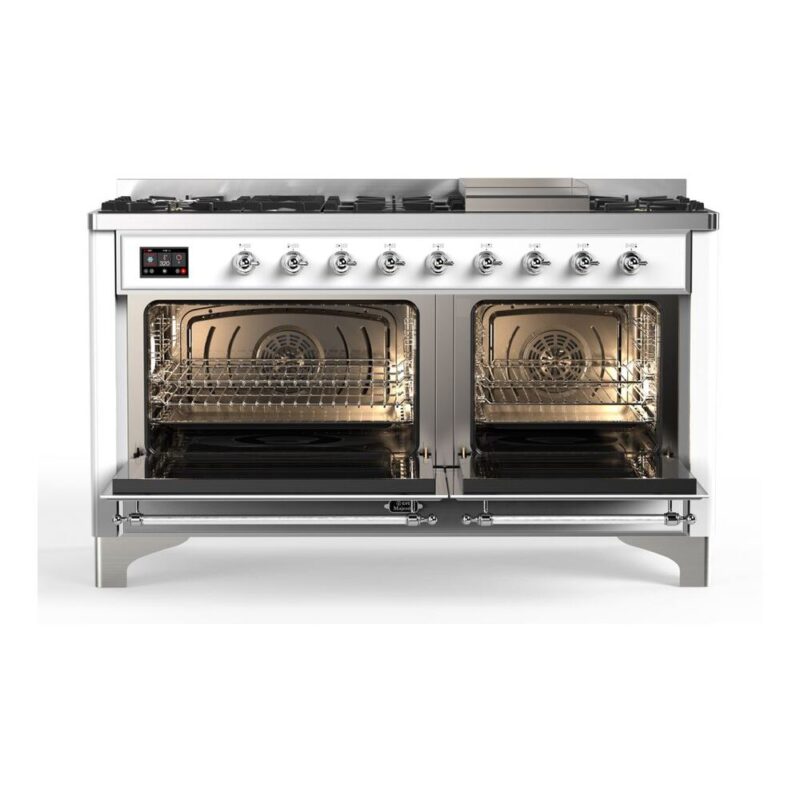 ILVE_UM15FDNS3WHCLP_Majestic_II_60"_Dual_Fuel_Range_oven-doors-opened