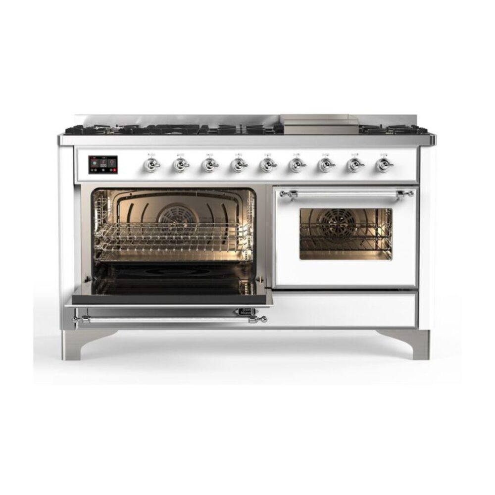 ILVE_UM15FDNS3WHC_Majestic_II_60"_Dual_Fuel_Range_drawer-opened