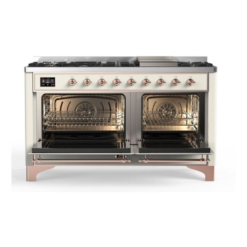 ILVE_UM15FDQNS3AWPLP_Majestic_II_60"_Dual_Fuel_Range_doors-opened