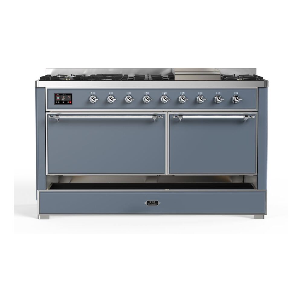 ILVE UM15F Majestic II 60 inch Dual Fuel Range with 9 Burners, Griddle