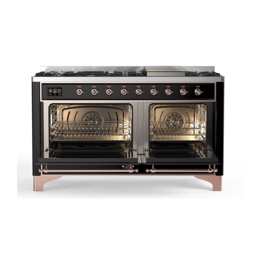 ILVE_UM15FDQNS3BKPLP_Majestic_II_60"_Dual_Fuel_Range_doors-opened