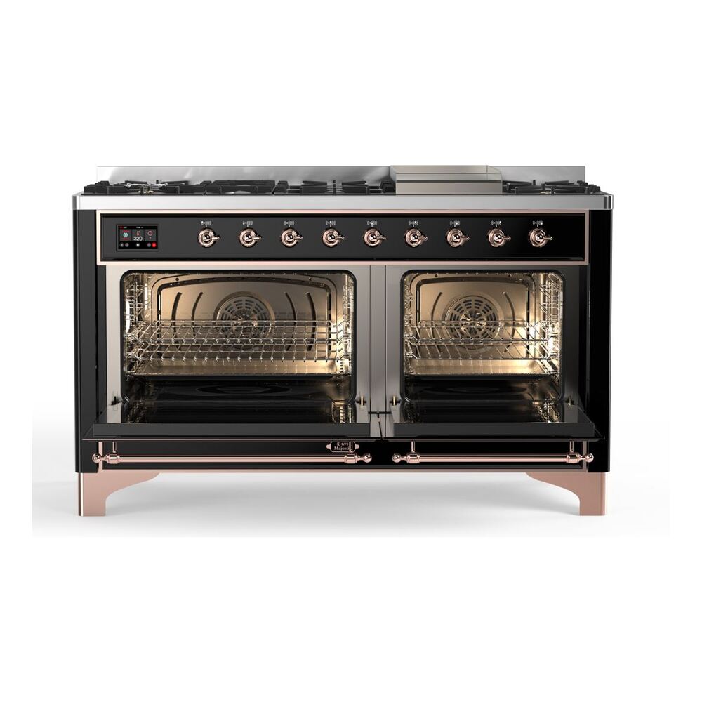 ILVE_UM15FDQNS3BKPLP_Majestic_II_60"_Dual_Fuel_Range_doors-opened