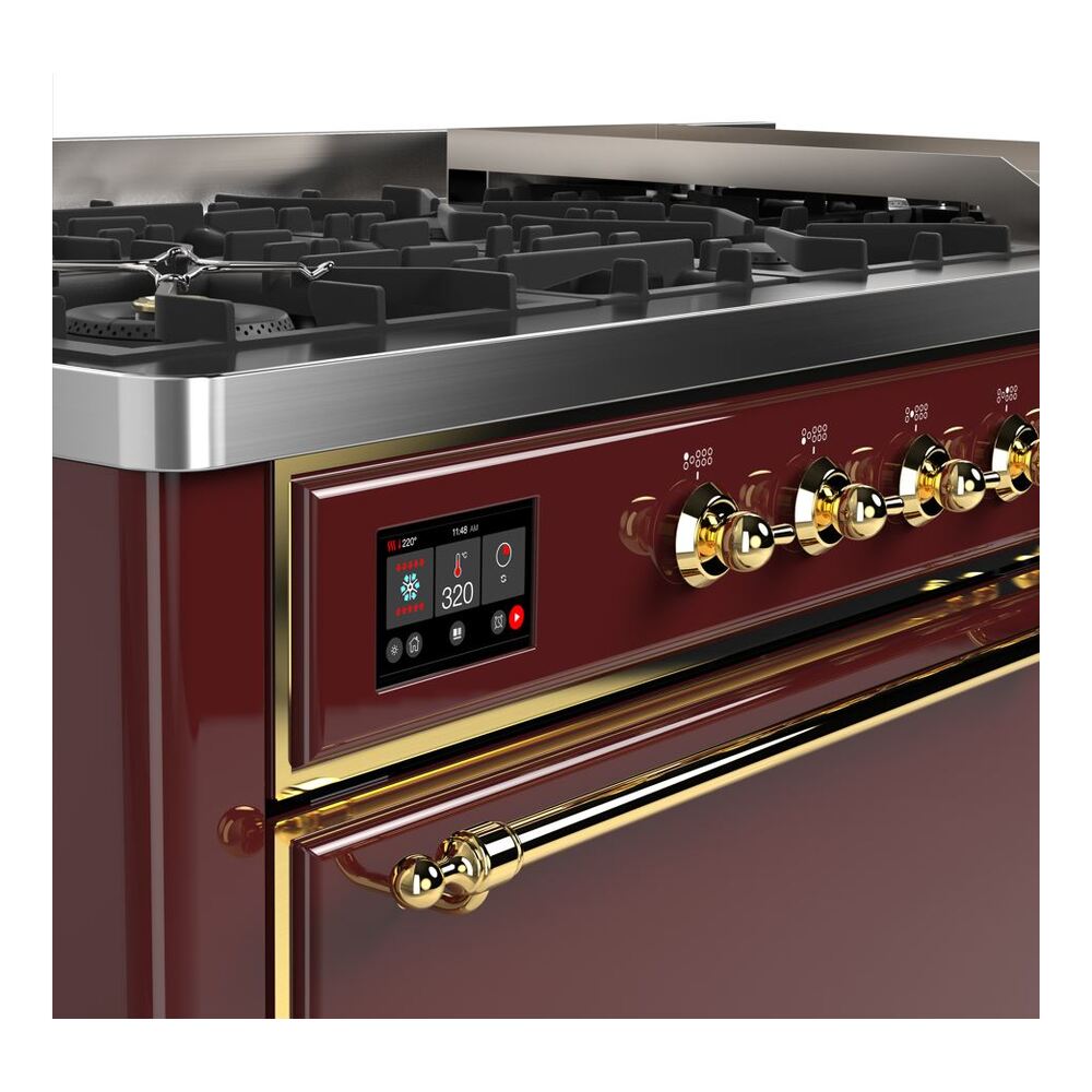 ILVE_UM15FDQNS3BUGLP_Majestic_II_60"_Dual_Fuel_Range_Top_Angle