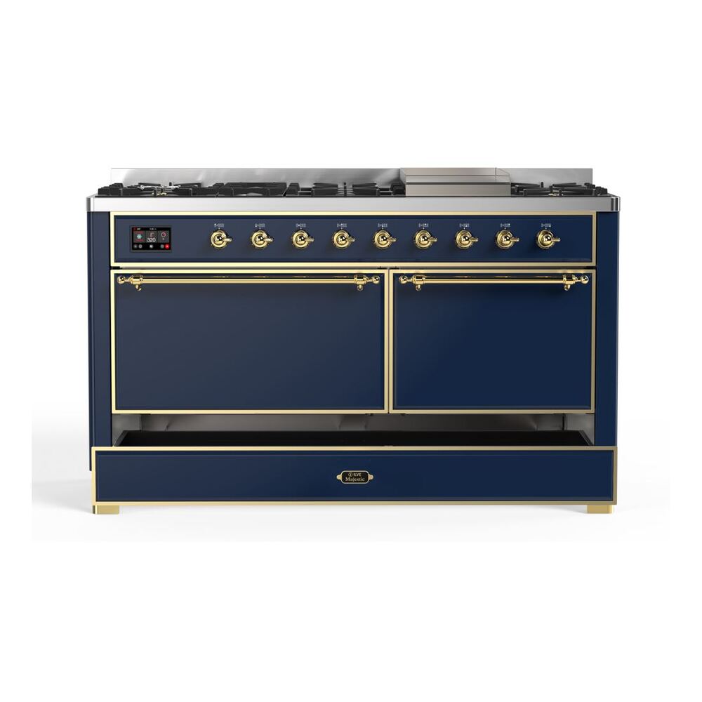 ILVE UM15F Majestic II 60 inch Dual Fuel Range with 9 Burners, Griddle
