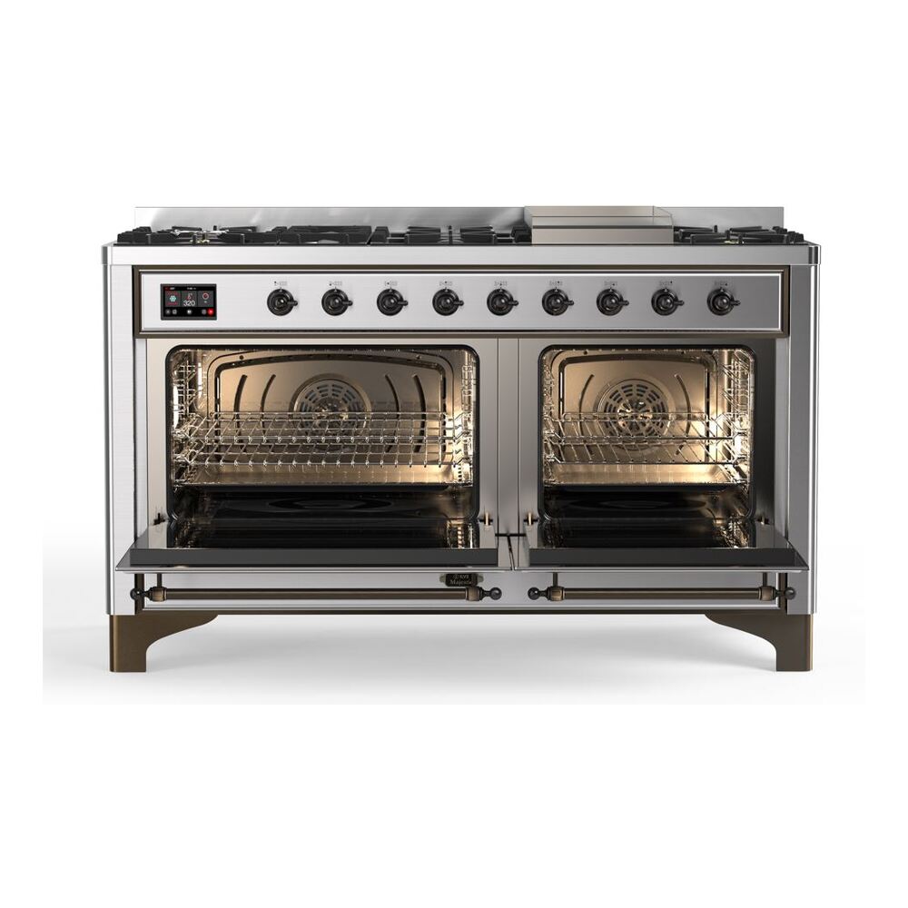 ILVE_UM15FDQNS3SSB_Majestic_II_60"_Dual_Fuel_Range_Front_View