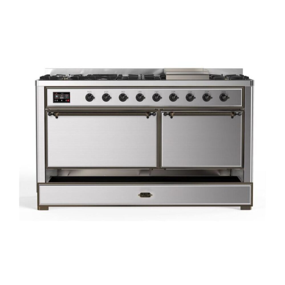 ILVE UM15F Majestic II 60 inch Dual Fuel Range with 9 Burners, Griddle