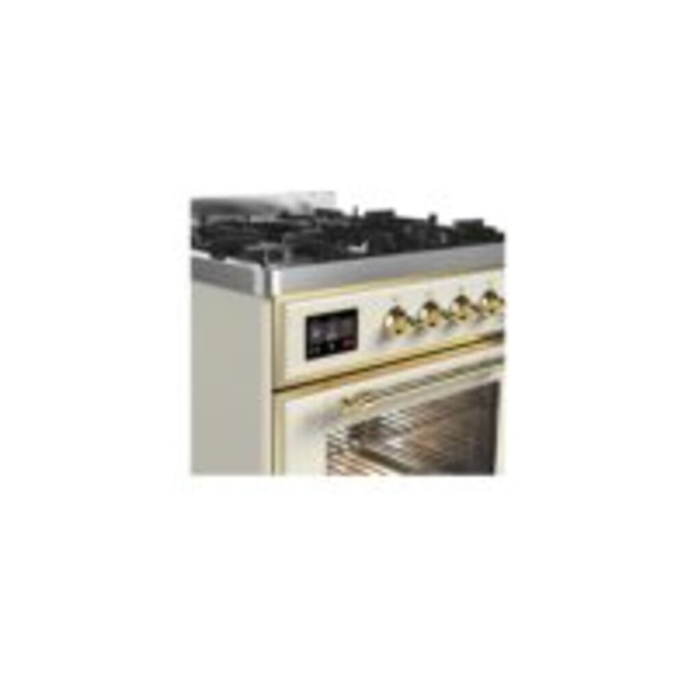ILVE UM30D Majestic II 30 inch Dual Fuel Range with 5 Black Brass Burners