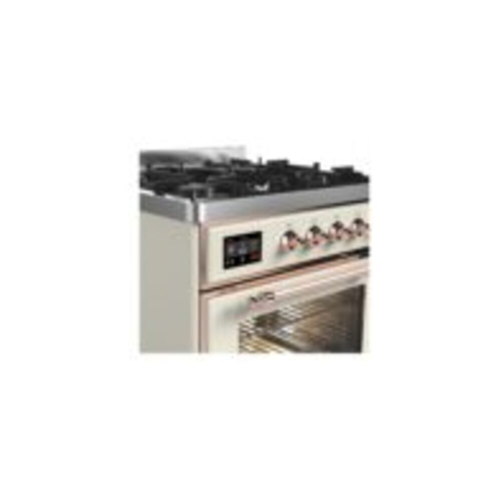 ILVE UM30D Majestic II 30 inch Dual Fuel Range with 5 Black Brass Burners
