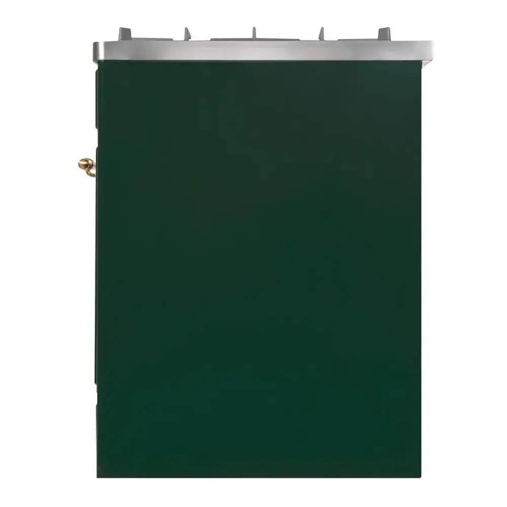 ILVE UM30DNE3EGG Majestic II 30 inch Dual Fuel Range with 5 Black Brass Burners (Natural Gas, Triple Glass Door, Emerald Green, Brass) 9 ILVE_UM30DNE3EGG_Majestic_II_30"_Dual_Fuel_Range_right_side