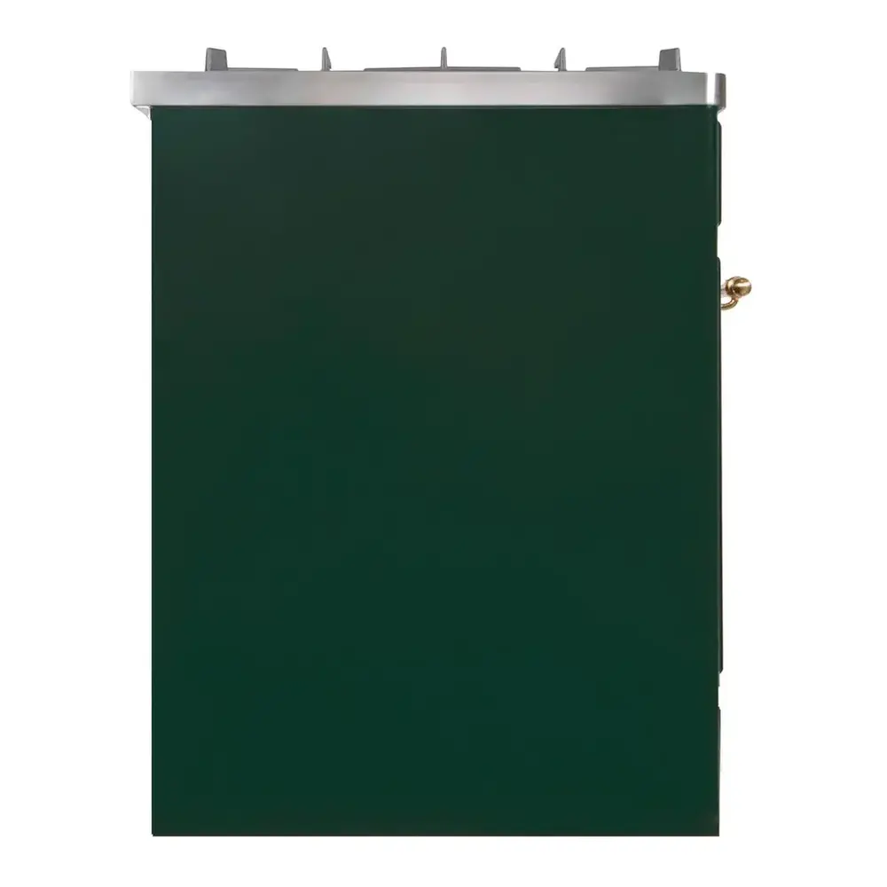 ILVE UM30DNE3EGG Majestic II 30 inch Dual Fuel Range with 5 Black Brass Burners (Natural Gas, Triple Glass Door, Emerald Green, Brass) 10 ILVE_UM30DNE3EGG_Majestic_II_30"_Dual_Fuel_Range_left_side