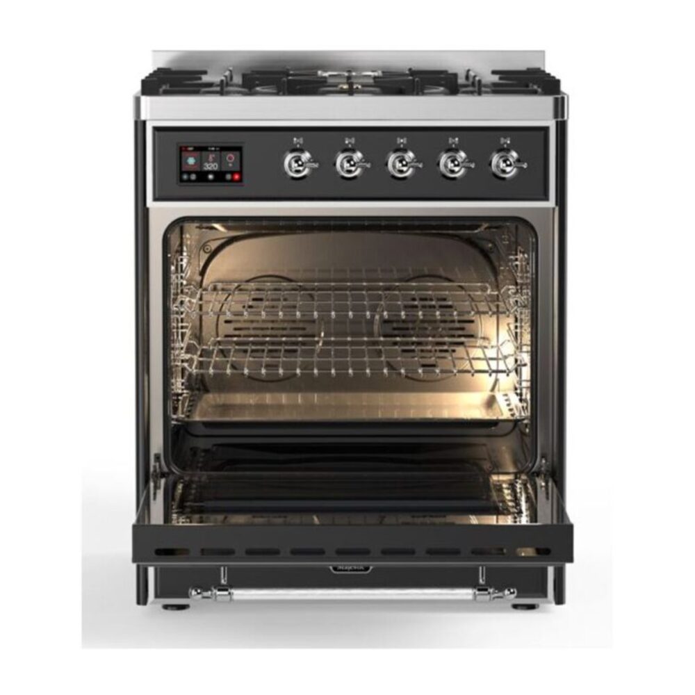 ILVE_UM30DNE3MGCLP_Majestic_II_30"_Dual_Fuel_Range_oven_opened