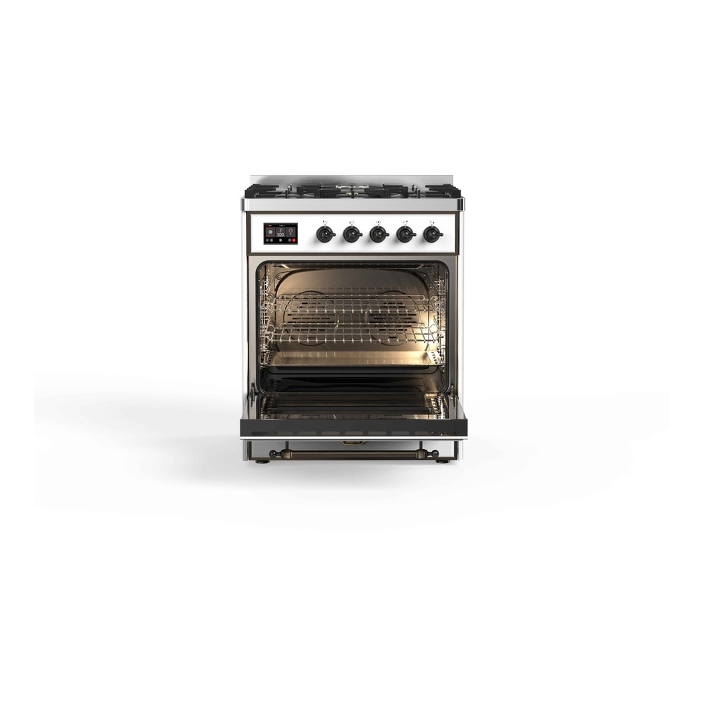ILVE UM30DNE3RABLP Majestic II 30 inch Dual Fuel Range with 5 Black Brass Burners (Liquid Propane, Triple Glass Door, RAL, Burnished) 5 ILVE_UM30DNE3RABLP_Majestic_II_30"_Dual_Fuel_Range_Front_View