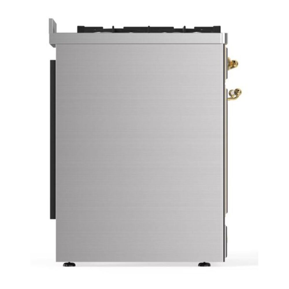 ILVE UM30DNE3SSGLP Majestic II 30 inch Dual Fuel Range with 5 Black Brass Burners (Liquid Propane, Triple Glass Door, Stainless Steel, Brass) 10 ILVE_UM30DNE3SSGLP_Majestic_II_30"_Dual_Fuel_Range_Right_Angle