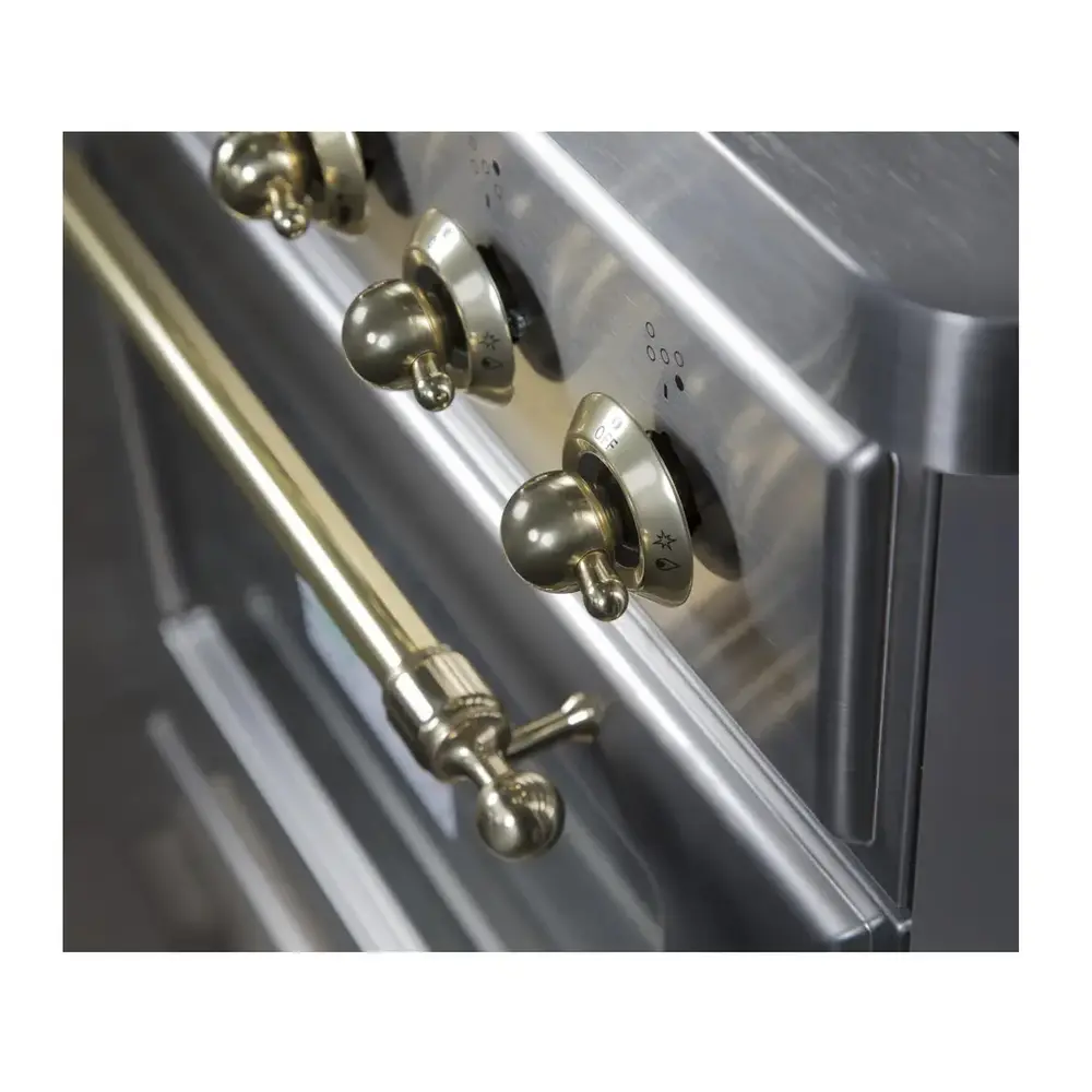 ILVE UM30DNE3SSG Majestic II 30 inch Dual Fuel Range with 5 Black Brass Burners (Natural Gas, Triple Glass Door, Stainless Steel, Brass) 7 ILVE_UM30DNE3SSG_Majestic_II_30"_Dual_Fuel_Range_knobs