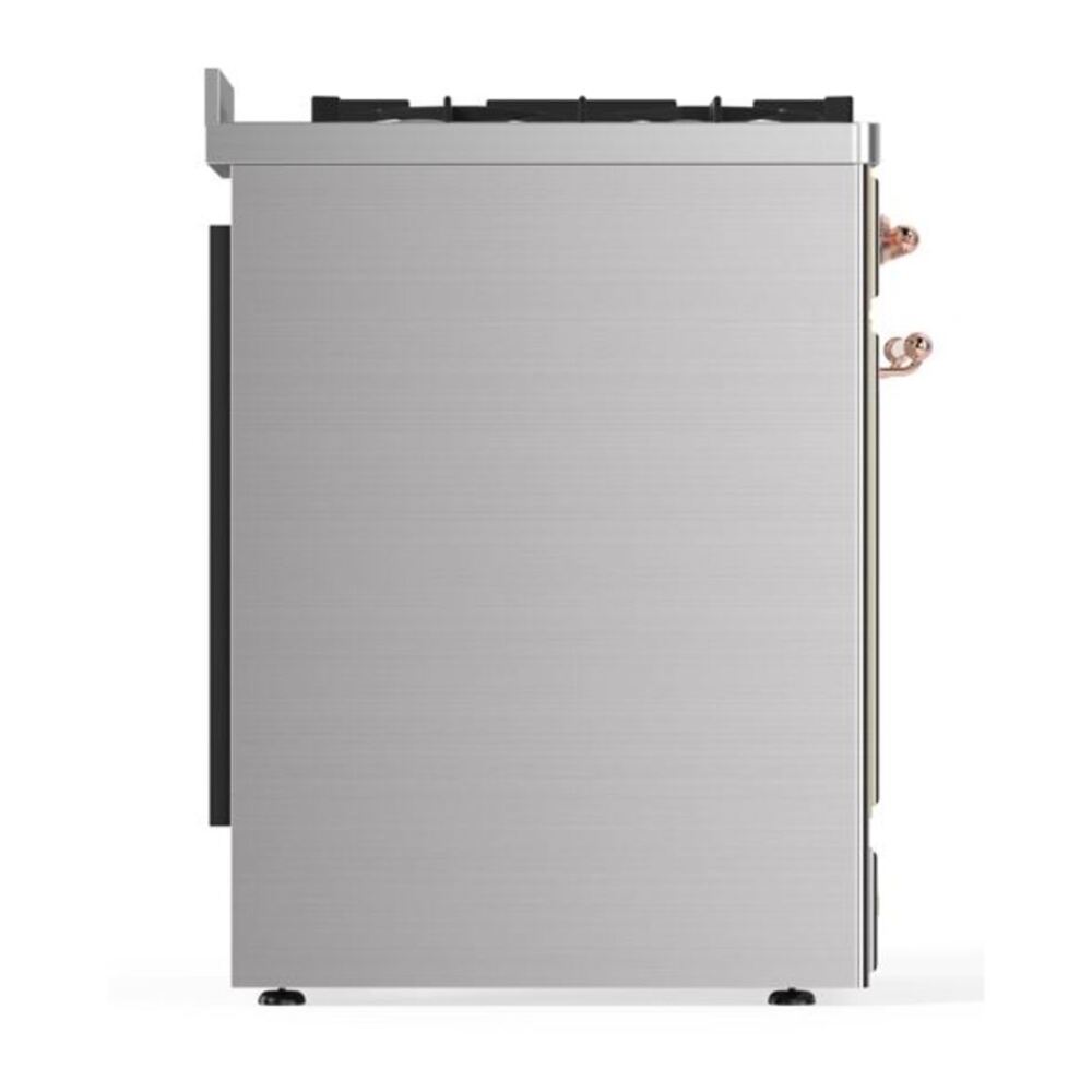 ILVE UM30DNE3SSPLP Majestic II 30 inch Dual Fuel Range with 5 Black Brass Burners (Liquid Propane, Triple Glass Door, Stainless Steel, Copper) 9 ILVE_UM30DNE3SSPLP_Majestic_II_30"_Dual_Fuel_Range_Right_Angle
