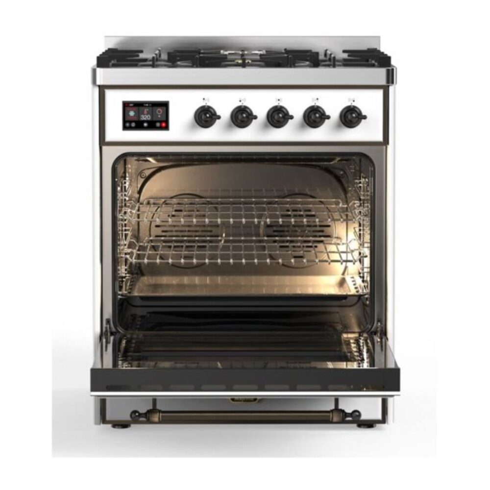 ILVE_UM30DNE3WHBLP_Majestic_II_30"_Dual_Fuel_Range_Front_View