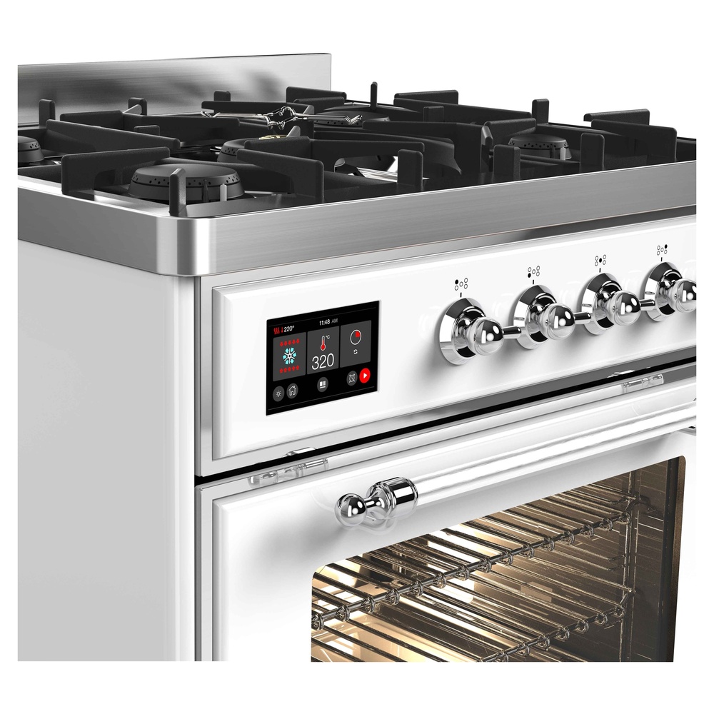 ILVE_UM30DNE3WHCLP_Majestic_II_30"_Dual_Fuel_Range_front