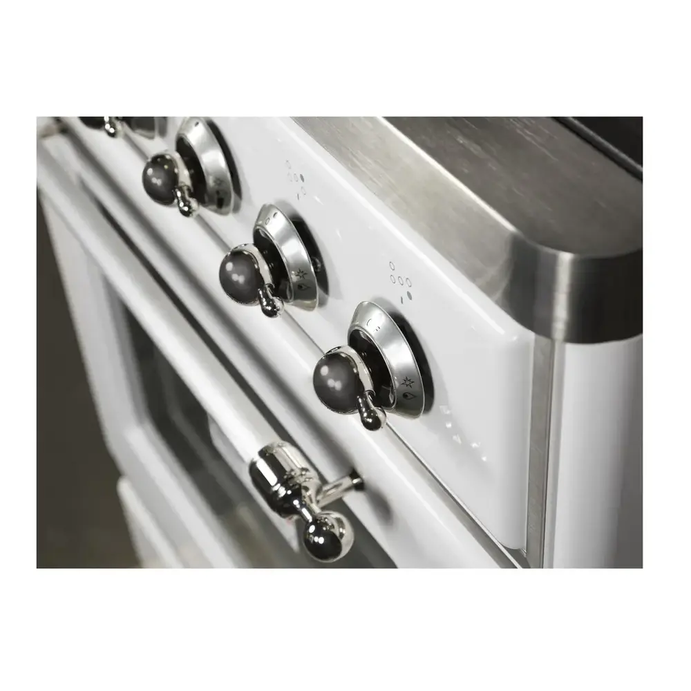 ILVE UM30DNE3WHC Majestic II 30 inch Dual Fuel Range with 5 Black Brass Burners (Natural Gas, Triple Glass Door, White, Chrome) 7 ILVE_UM30DNE3WHC_Majestic_II_30"_Dual_Fuel_Range_knobs