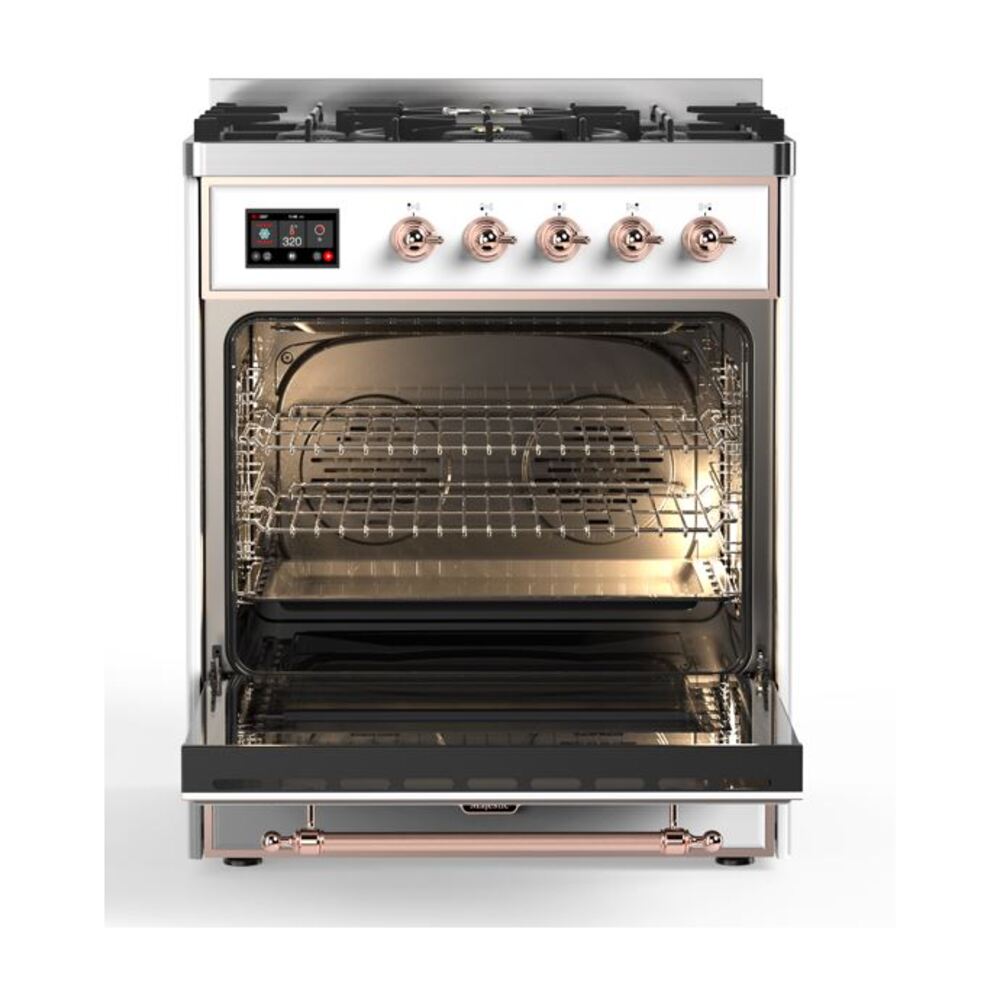 ILVE_UM30DNE3WHPLP_Majestic_II_30"_Dual_Fuel_Range_Front_View