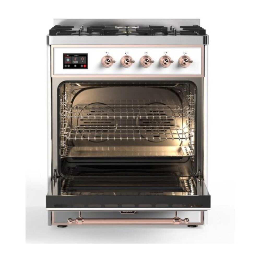 ILVE_UM30DNE3WHPLP_Majestic_II_30"_Dual_Fuel_Range_Front_View