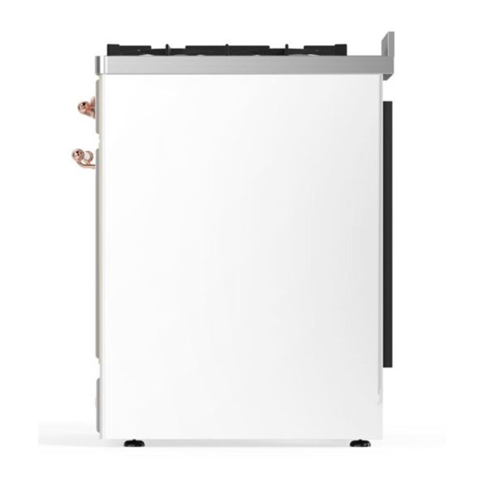 ILVE UM30DNE3WHPLP Majestic II 30 inch Dual Fuel Range with 5 Black Brass Burners (Liquid Propane, Triple Glass Door, White, Copper) 8 ILVE_UM30DNE3WHPLP_Majestic_II_30"_Dual_Fuel_Range_Left_Angle