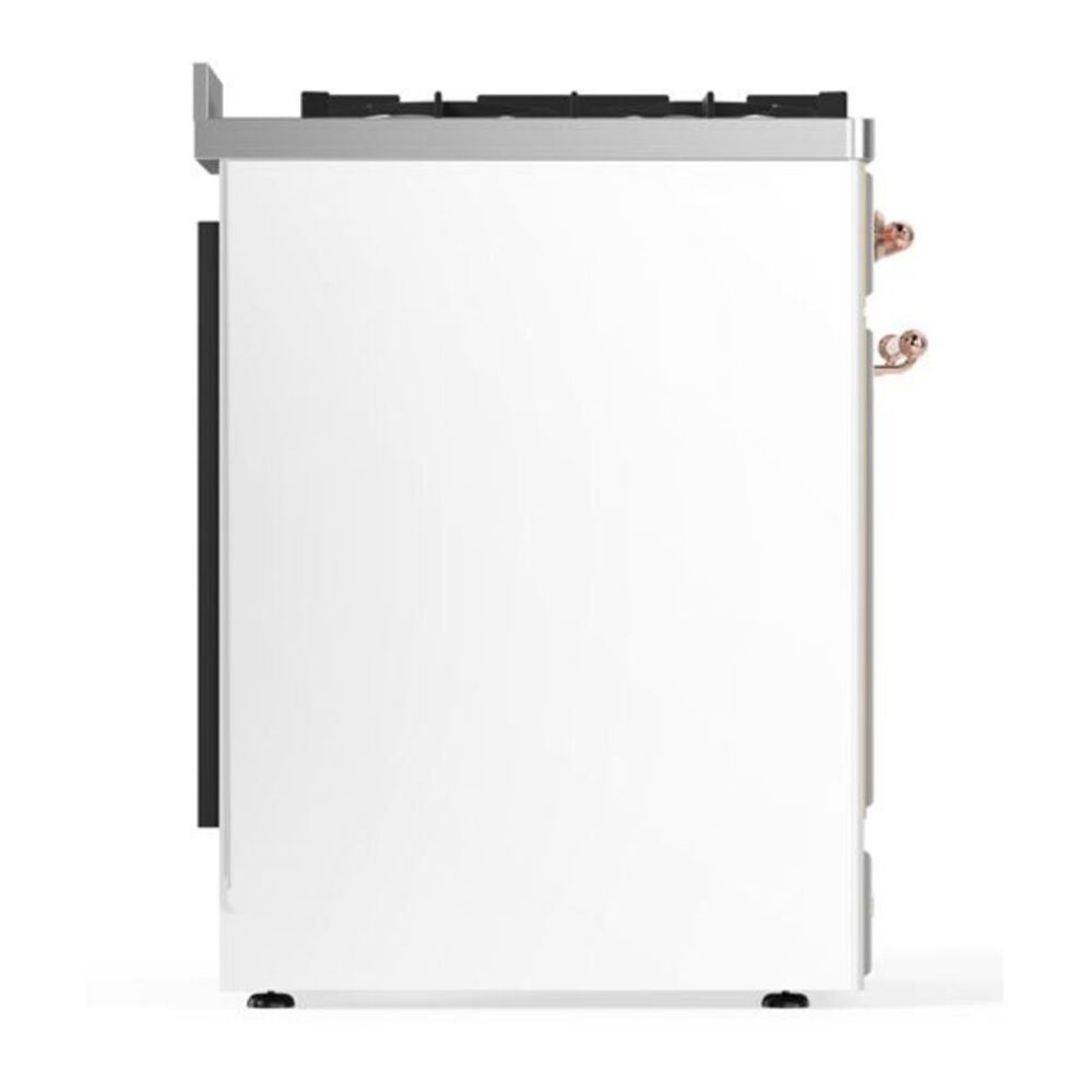 ILVE UM30DNE3WHPLP Majestic II 30 inch Dual Fuel Range with 5 Black Brass Burners (Liquid Propane, Triple Glass Door, White, Copper) 9 ILVE_UM30DNE3WHPLP_Majestic_II_30"_Dual_Fuel_Range_Right_Angle