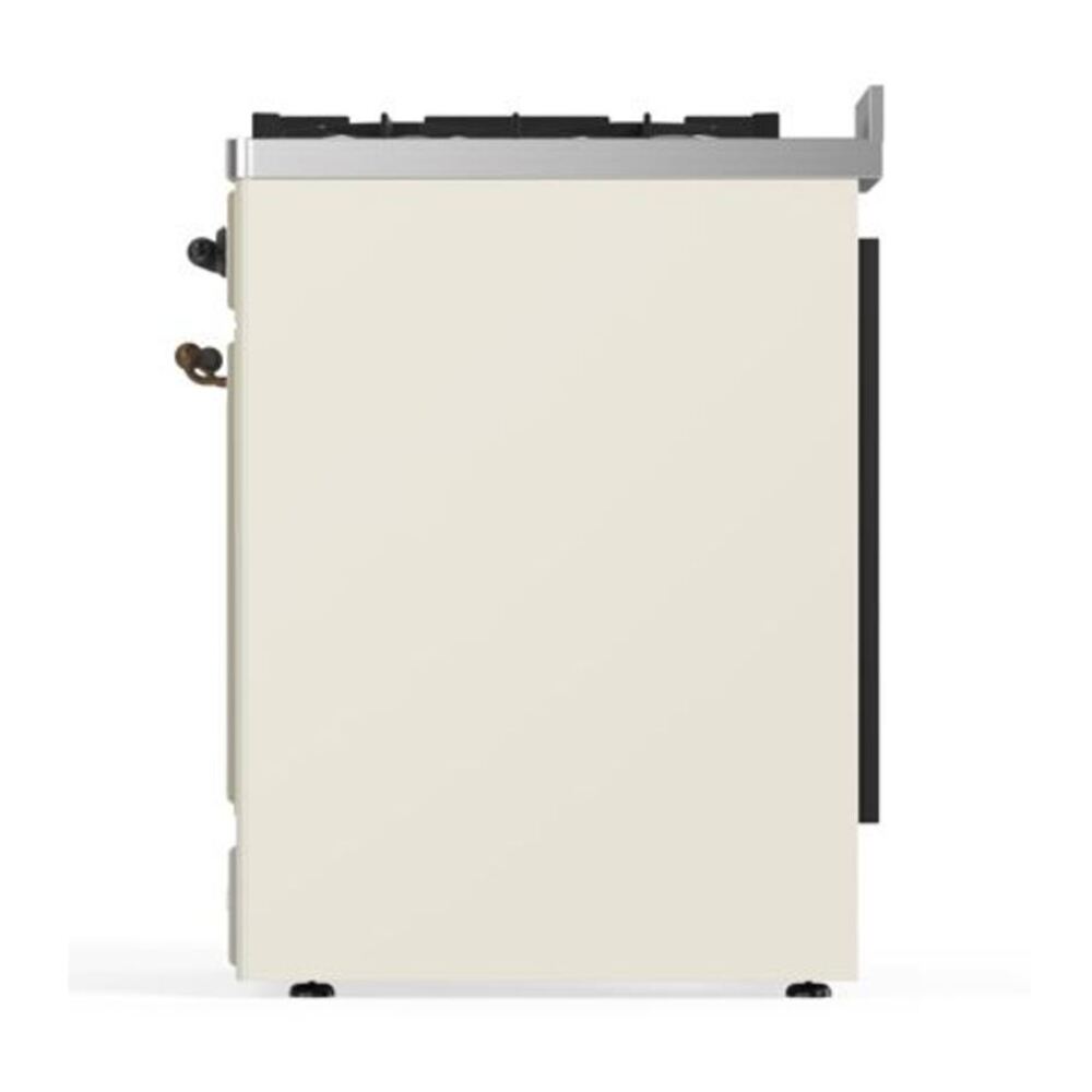 ILVE UM30DQNE3AWBLP Majestic II 30 inch Dual Fuel Range with 5 Black Brass Burners (Liquid Propane, Solid Door, Antique White, Burnished) 9 ILVE_UM30DQNE3AWBLP_Majestic_II_30"_Dual_Fuel_Range_Right_Angle