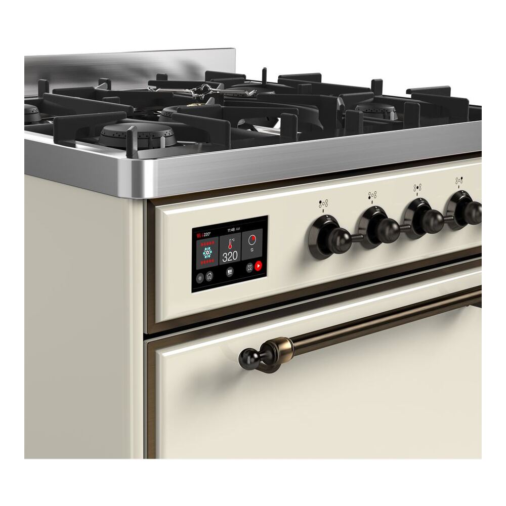 ILVE UM30D Majestic II 30 inch Dual Fuel Range with 5 Black Brass Burners