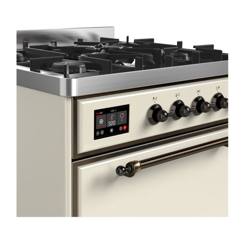 ILVE UM30D Majestic II 30 inch Dual Fuel Range with 5 Black Brass Burners