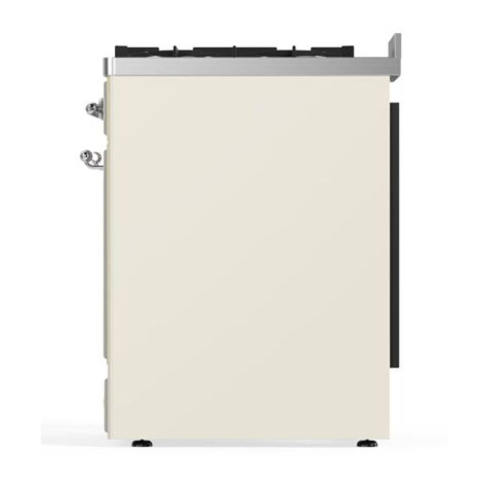 ILVE UM30DQNE3AWCLP Majestic II 30 inch Dual Fuel Range with 5 Black Brass Burners (Liquid Propane, Solid Door, Antique White, Chrome) 9 ILVE_UM30DQNE3AWCLP_Majestic_II_30"_Dual_Fuel_Range_Right_Angle