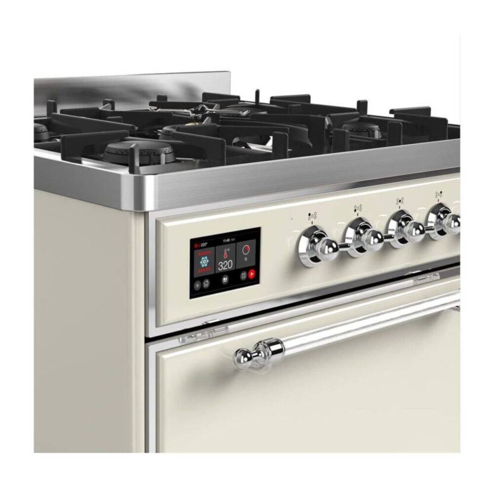 ILVE UM30D Majestic II 30 inch Dual Fuel Range with 5 Black Brass Burners
