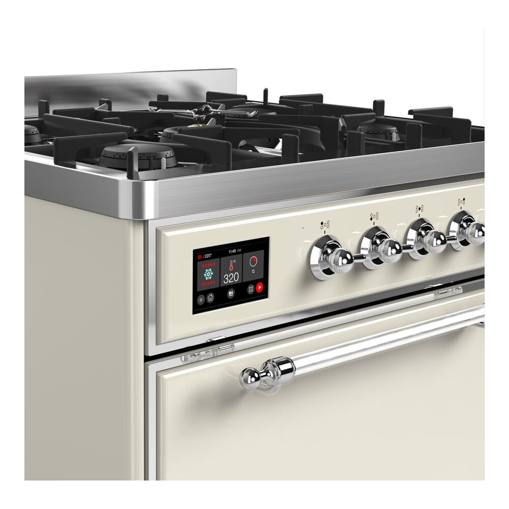 ILVE UM30D Majestic II 30 inch Dual Fuel Range with 5 Black Brass Burners